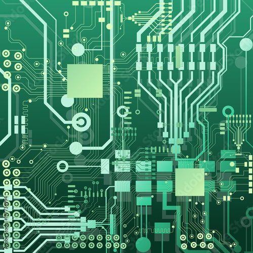Vector circuit board illustration. Abstract technology. Microchip background.