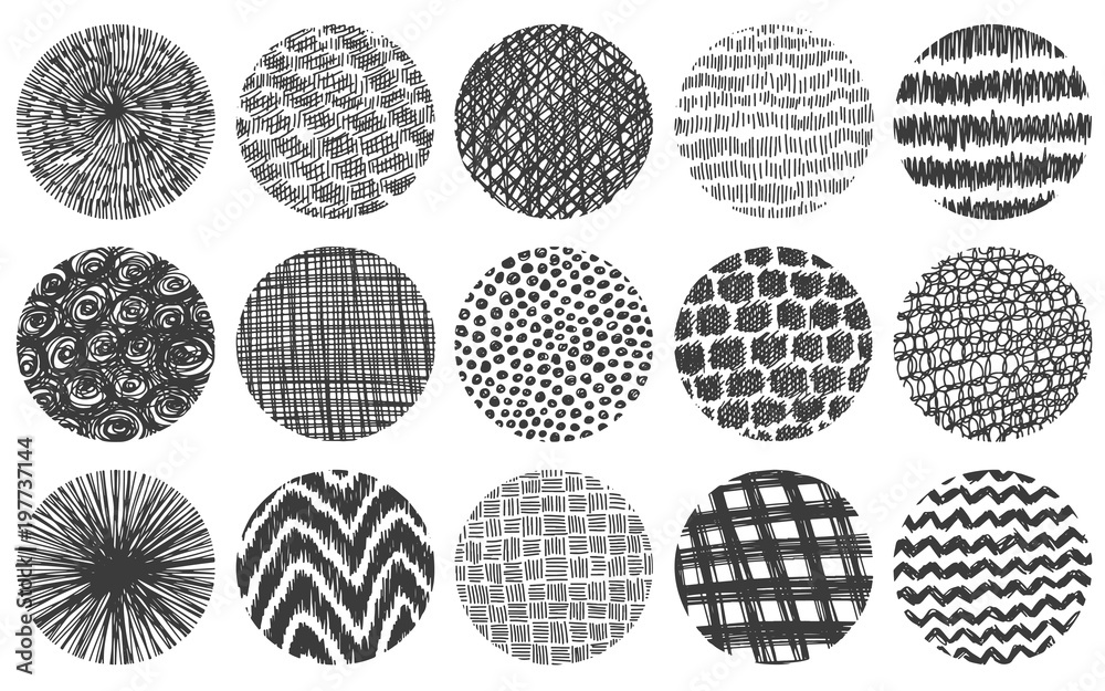 Doodle circles round frames spots set black white doodles Doodle circles round frames spots set black white doodles