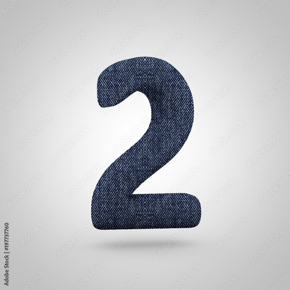 Jeans number 2 with blue denim texture isolated on white background. Jeans number 2 with blue denim texture isolated on white background.