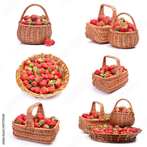 Strawberry in the basket  collection on a white background © valeriy555