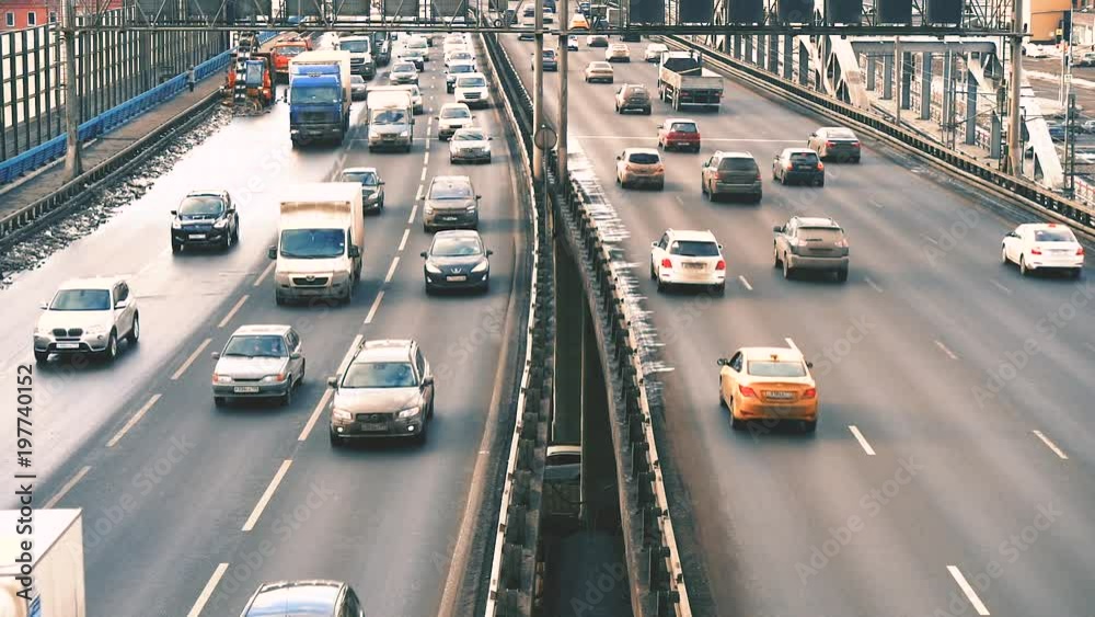 Traffic on the Moscow roads, spring image Traffic on the Moscow roads, spring image