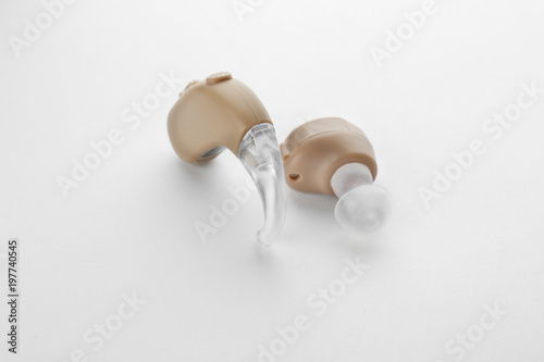 Hearing aids on white background