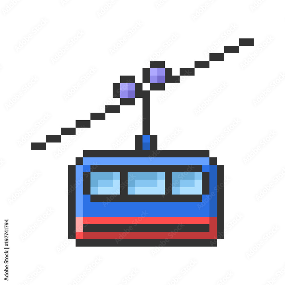 Outlined pixel icon of cable railway. Fully editable Outlined pixel icon of cable railway. Fully editable