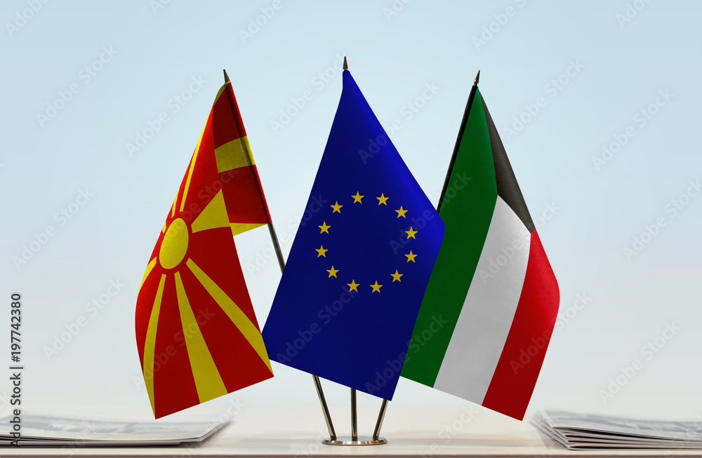 Flags of Macedonia (FYROM) European Union and Kuwait