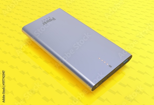 powerbank lies on yellow background