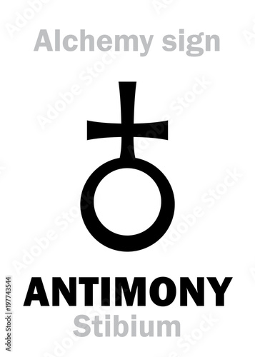 Alchemy Alphabet: ANTIMONY (Stibium), one of mundane stuffs, "metal of earth", figur.: Free Spirit of human; eq.: mesdemet, sürmä, сурьма: 1) Antimony ore; 2) Regulus of Antimony (pure): formula=[St].