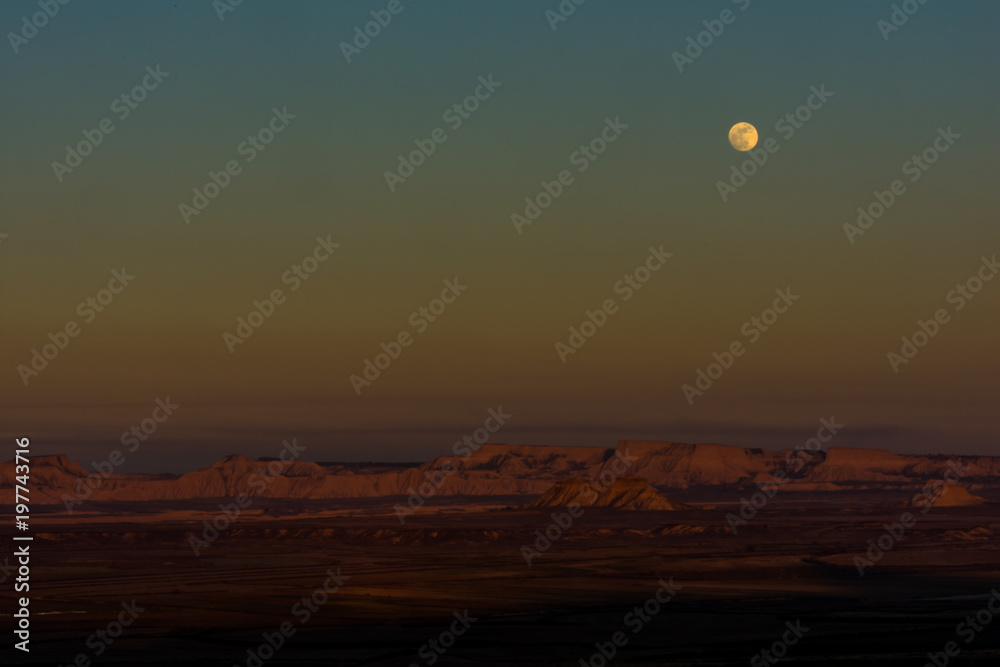 Fullmoon in Berdenas Reales desert in Navarra Fullmoon in Berdenas Reales desert in Navarra