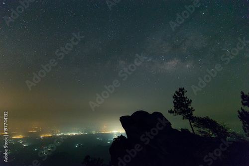 Milky Way on Night Sky at Ramkhamhaeng National Park Sukhothai Thailand