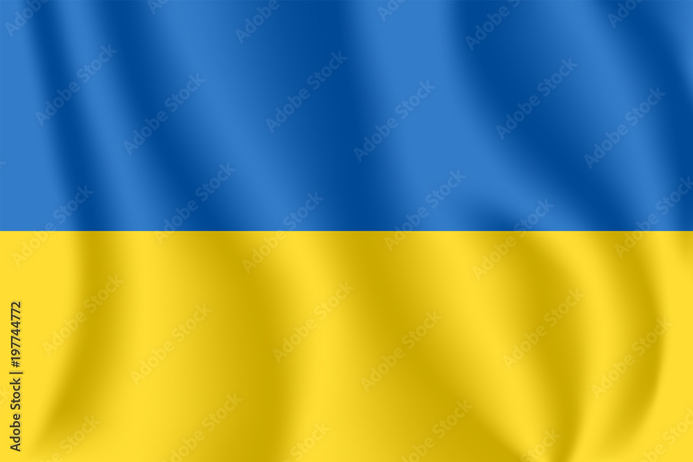 Flag of Ukraine. Realistic waving flag of Ukraine. Fabric textured flowing flag of Ukraine. Flag of Ukraine. Realistic waving flag of Ukraine. Fabric textured flowing flag of Ukraine.