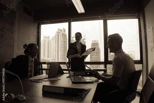 Group of business people having a meeting