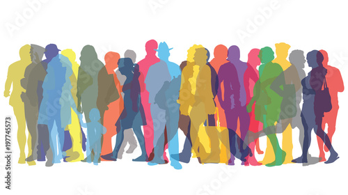Vector illustration with colored figures of people