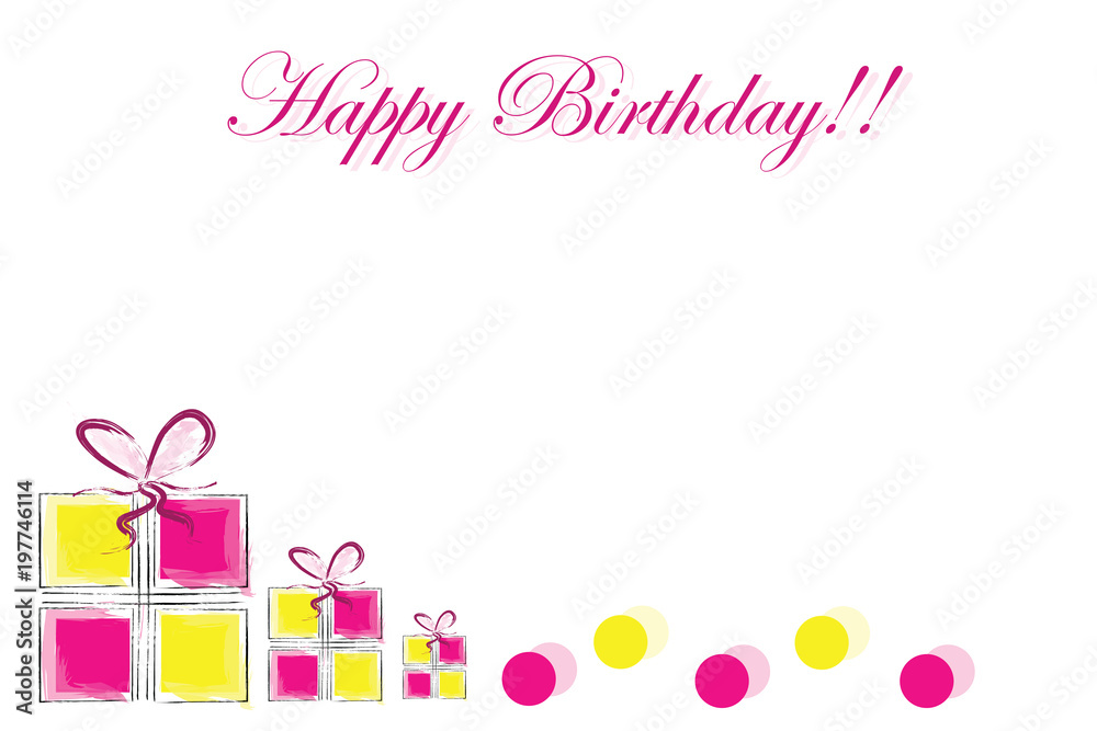 happy birthday card with gift boxes and polka dots vector blank space