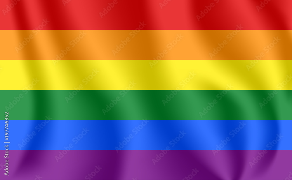 Gay flag. Waving flag of homosexuality. LGBT rainbow flag. Gays, Lesbians, Bisexuals and Transgenders pride flag. Queer symbol. Gay flag. Waving flag of homosexuality. LGBT rainbow flag. Gays, Lesbians, Bisexuals and Transgenders pride flag. Queer symbol.