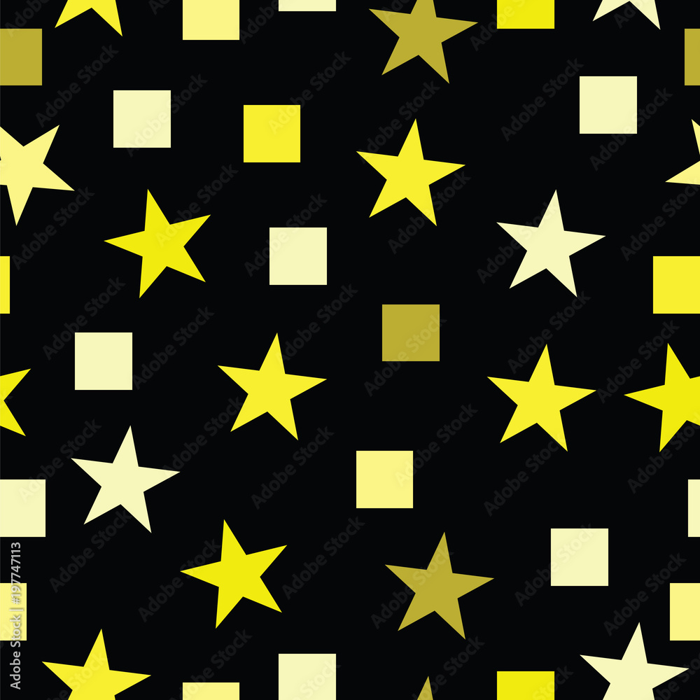 seamless pattern vector with yellow stars and squares on black background
seamless pattern vector with yellow stars and squares on black background