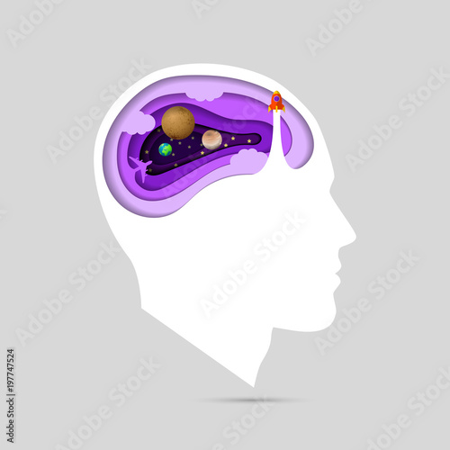 Creative human head. imagination concept. Brain. Vector