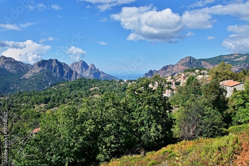 Corsica-view of the village Evisa