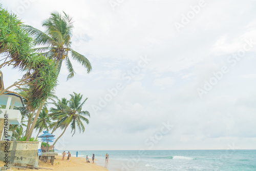 March 4  2018. Hikkauwa  Sri Lanka. People on the beach.