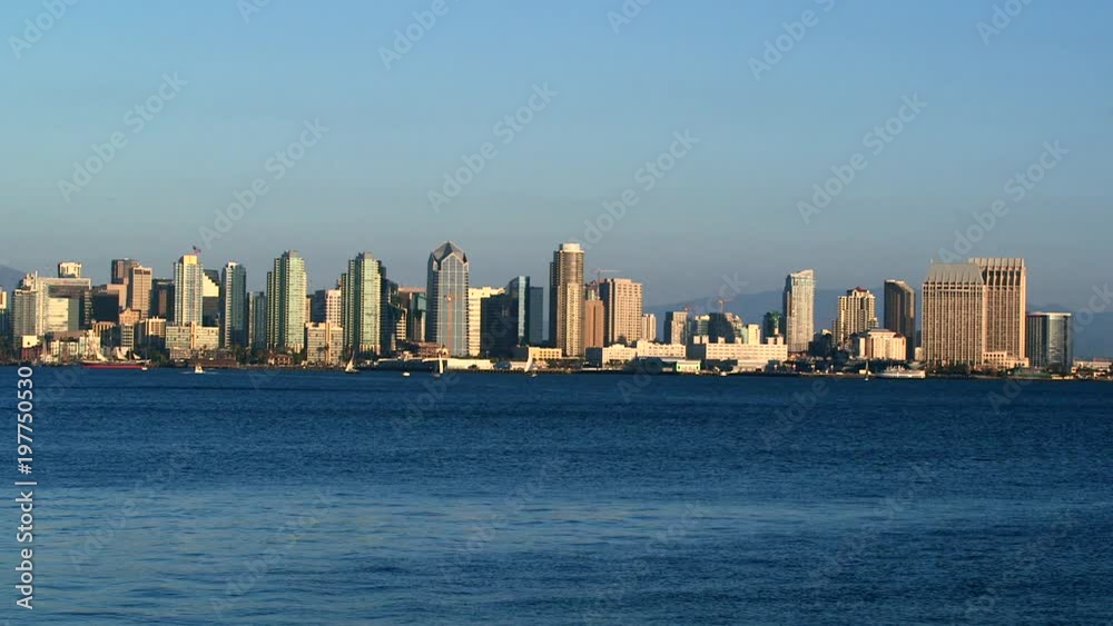 San Diego Bay with downtown skyline with boats sailing in the foreground San Diego Bay with downtown skyline with boats sailing in the foreground