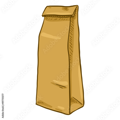 Vector Cartoon Brown Paper Bag for Grocery Shopping