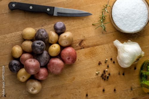 Baby potatoes and ingredients