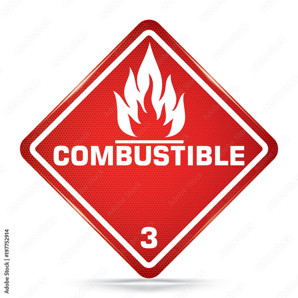 Obraz premium International Combustible Class 3 Symbol, red Warning Dangerous icon on white background, Attracting attention Security First sign, Idea for,graphic,web design,Vector,EPS10.