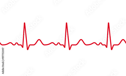 Medical ECG or EKG pulse electrocardiogram. Vector red line heart beat cardiogram chart seamless repeated on white background. Healthcare digital medical concept life rhythm frequency.