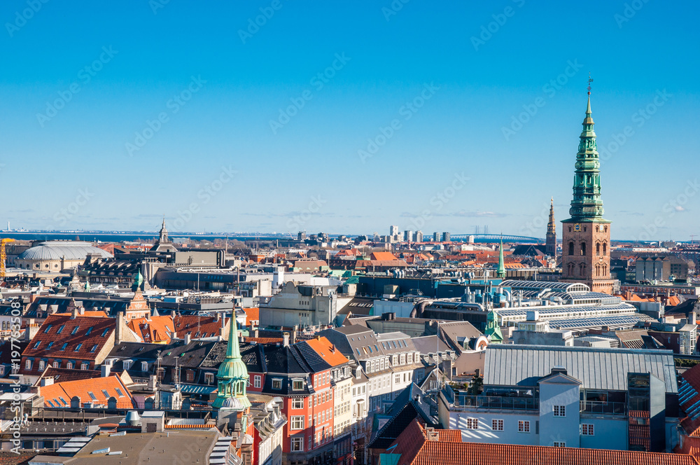 View over city of Copenhagen Denmark