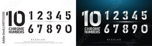 Vászonkép Technology alphabet silver numbers metallic and effect designs for logo, Poster