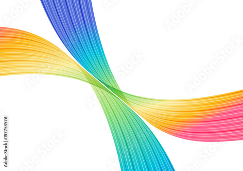 Multicolored abstract background, rainbow striped curves on white background