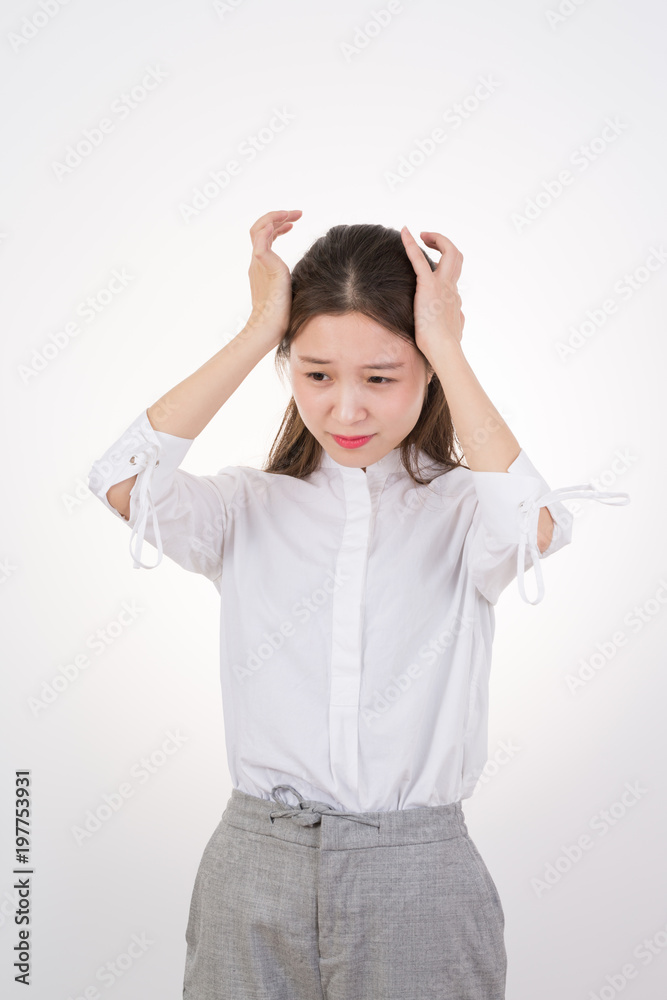 Young female having a headache. Beautiful young woman portrait of headache depression stressed tired. Young female having a headache. Beautiful young woman portrait of headache depression stressed tired.