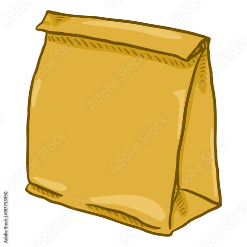 Vector Cartoon Brown Paper Bag for Grocery Shopping