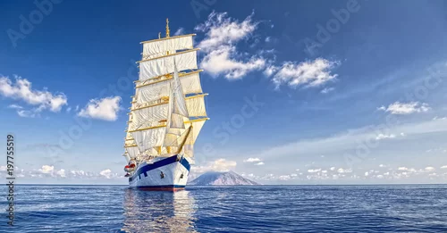 Obraz Statek żaglowy. Rejsy Podróżujący. Żeglarstwo. Żeglarstwo