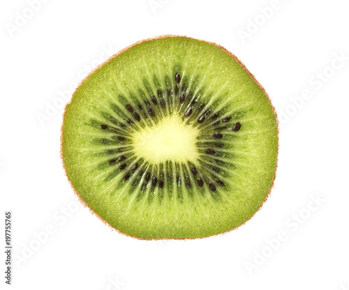 Kiwi fruit.  Slice of fresh kiwi fruit