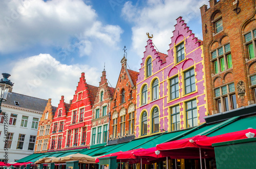 Beautiful Market Square  Markt  in Bruges  Belgium.