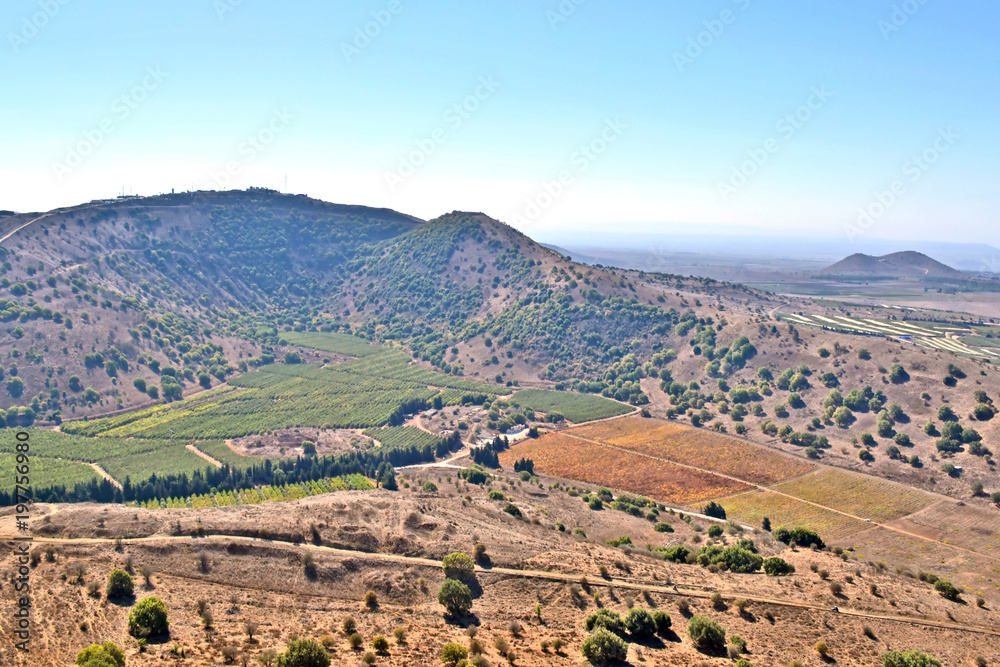 View of the Golan heights from mount Bental, Israel.