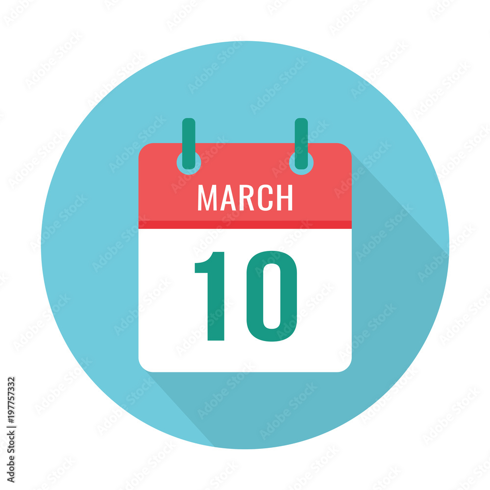 March 10 calendar icon flat. Day of archives in Russia March 10 calendar icon flat. Day of archives in Russia