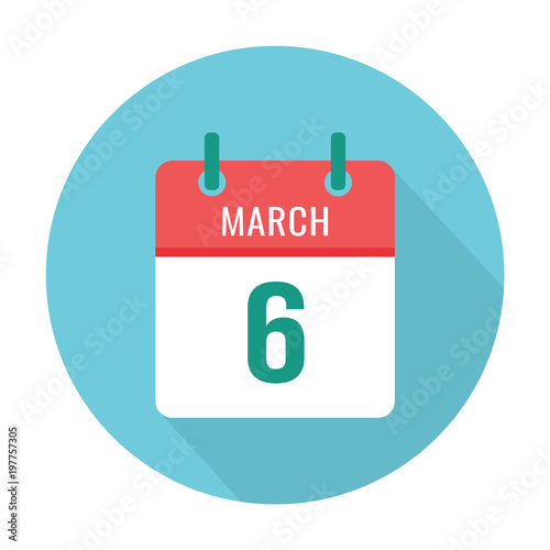 March 6 calendar icon flat. Reminder, date. International Dentist's Day