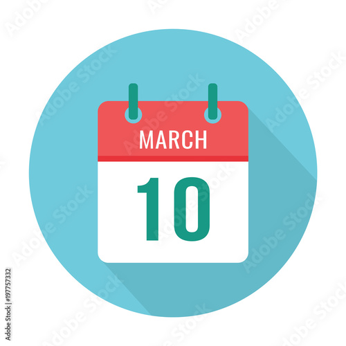 March 10 calendar icon flat. Day of archives in Russia