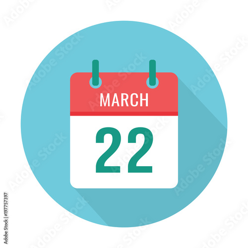 March 22 calendar icon flat. Reminder, date. Baltic Sea Day. International Day of the taxi driver