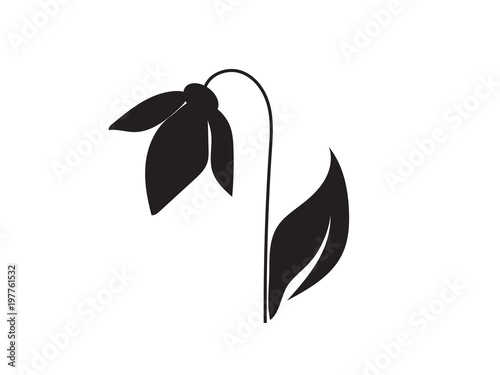 Flat icon of a forest flower (snowdrop). Vector illustration.