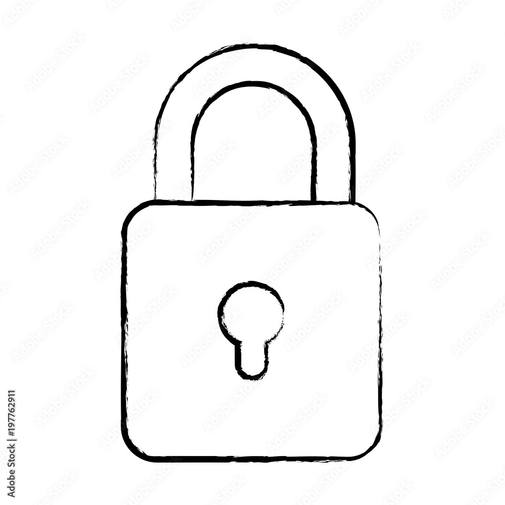 sketch of security padlock icon over white background, vector illustration sketch of security padlock icon over white background, vector illustration