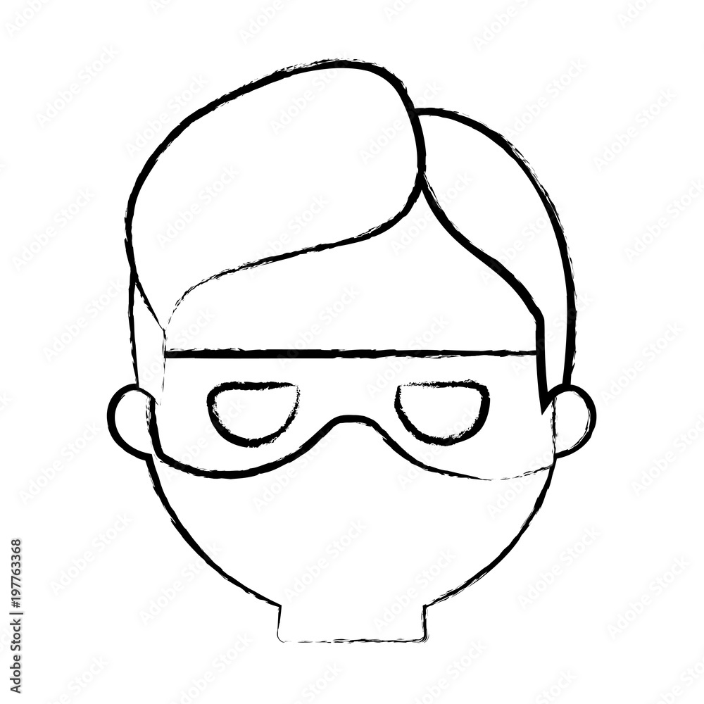 sketch of cartoon thief face icon over white background, vector illustration