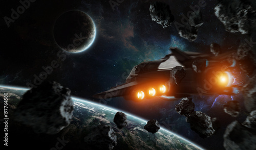 Fototapeta Naklejka Na Ścianę i Meble -  Distant planet system in space with exoplanets 3D rendering elements of this image furnished by NASA