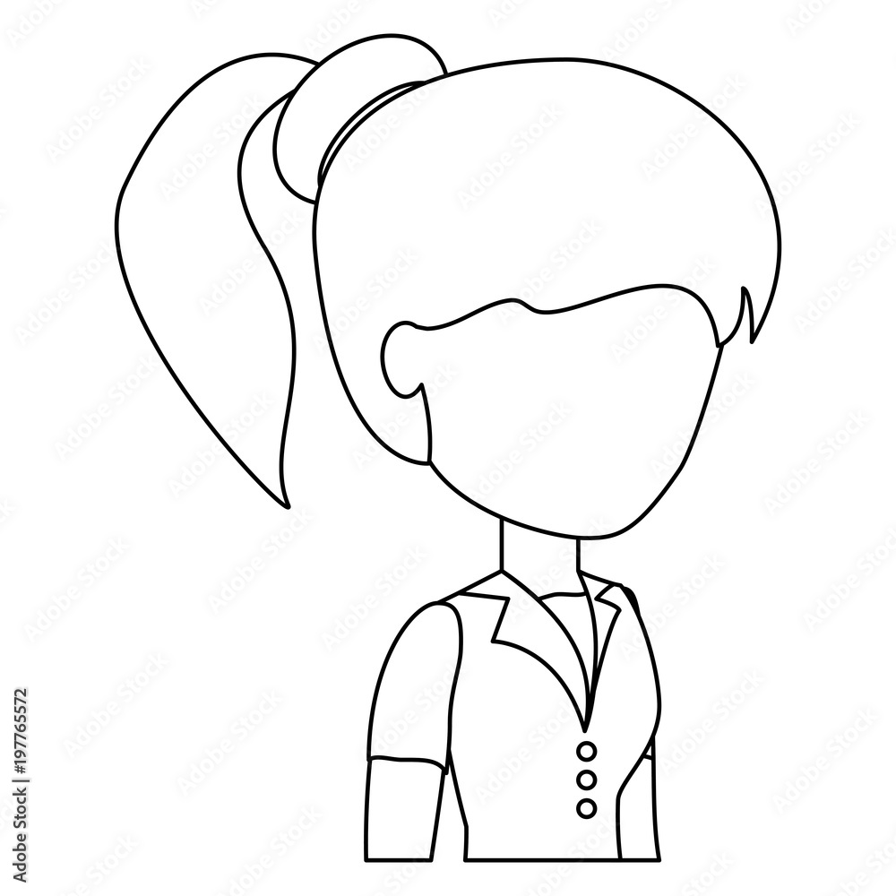 avatar woman with pony tail over white background, vector illustration avatar woman with pony tail over white background, vector illustration