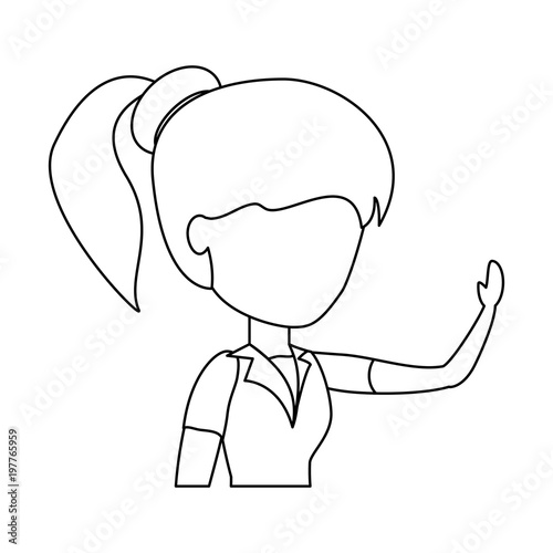 avatar woman with pony tail over white background, vector illustration