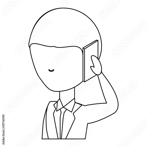 Wallpaper Mural avatar businessman talking on cellphone over white background, vector illustration Torontodigital.ca