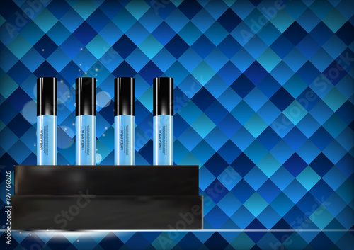 Revitalizing Serum Bottle Template for Ads or Magazine Background. 3D Realist...