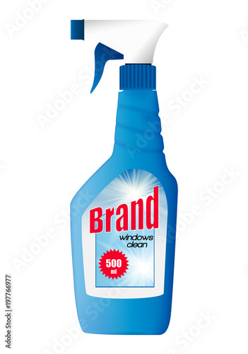 Window Clean Bottle Template for Ads or Magazine Background. 3D Realistic Vec...