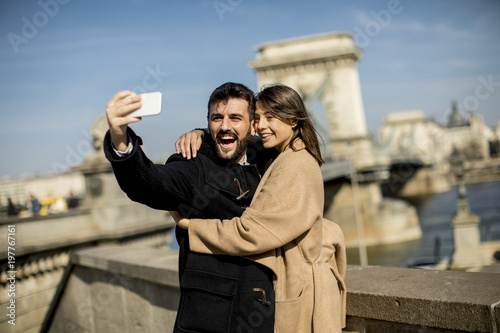 Photography Portrait of loving couple taking selfie