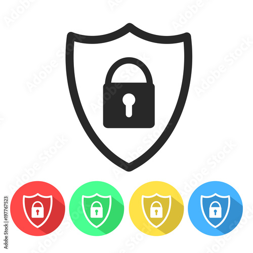Security shield or virus shield lock line art icon for apps and websites